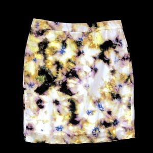 J. Crew Yellow/Purple/Blue/White Linen Silk Skirt